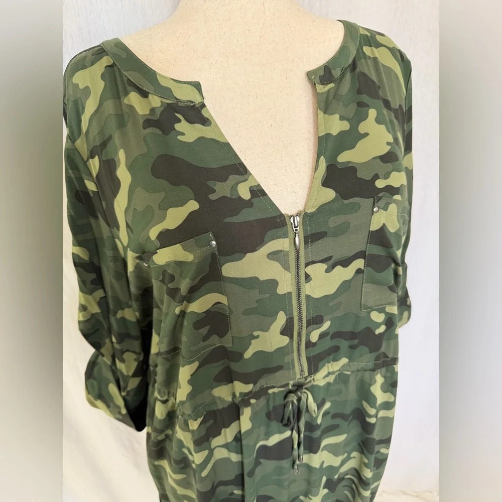 NWT Torrid Camouflage Green Zip Front Shirt Dress - Torrid Size 3 (22-24, 3X) - Picture 2 of 16